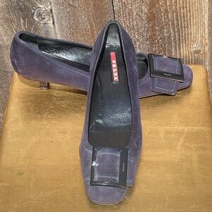 Prada Linea Rossa Women's Navy Suede Kitten Heels